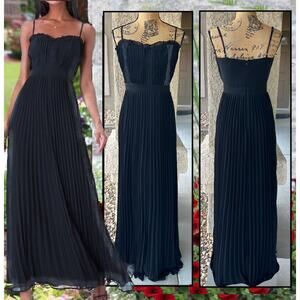 Lulus Precious Charm Black Pleated Sleeveless Maxi Dress Size L